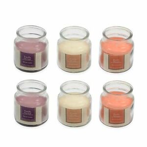 Set of 6 Bell Jar Wick Candles Scents Exotic Mango Vanilla Orchid Cotton Fresh