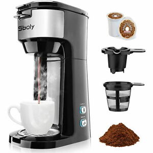 Single Serve Coffee Maker Brewer K-Cup Pod &Ground Coffee Self-Cleaning by Sboly