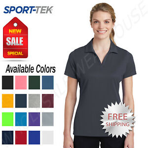 Sport Tek Womens 100% Polyester Dri-Fit Performance Polo Golf Shirt M-LST640
