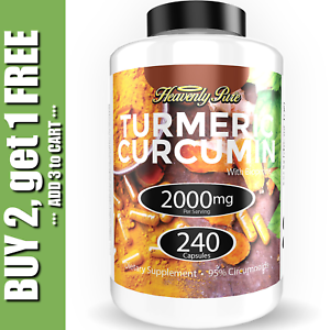 Turmeric Curcumin 2000 mg High Absorption Extra Strength Vegan Capsules 240 Ct