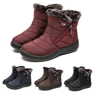 Waterproof Winter Women Shoes Snow Boots Fur-lined Slip On Warm Ankle Size US