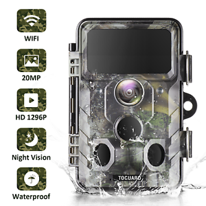 WiFi Trail Camera 20MP 1296P Hunting Game Cam Night Vision Wildlife Game Camera