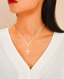 Women's Fashion Jewelry 925 Sterling Silver Plated Infinity Cross Necklace 4-3
