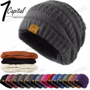 Women's Men Knit Slouchy Baggy Beanie Oversize Winter Hat Ski Fleece Slouchy Cap