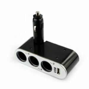 3 Way Cigarette Lighter Socket Splitter 12V/24V DC Power Car Adapter & USB Port