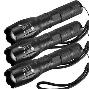 3 x Tactical 18650 Flashlight T6 High Powered 5Modes Zoomable Aluminum