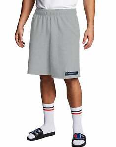 Champion Men's Fleece Shorts Powerblend Knockout Logo 10 in Inseam Midweight