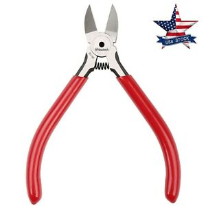 Diagonal Cable Wire Cutters Jaw Micro Beading Pliers Nipper Leaf Spring 4.5in.