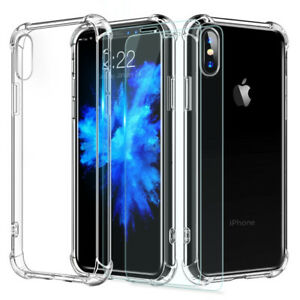 For Apple iPhone XS Max XR X 8 7 Plus SE 2020 TPU Phone Case +Tempered Glass