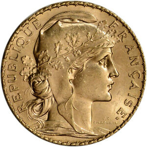 France Gold 20 Francs (.1867 oz) - Rooster - BU - Random Date