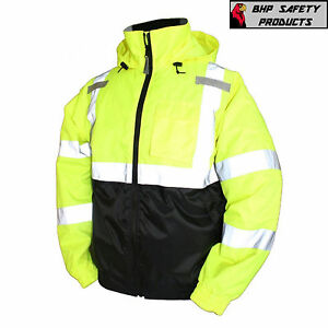 Hi-Vis Insulated Safety Bomber Reflective Jacket ROAD WORK HIGH VISIBILITY