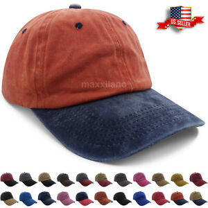 Mens Baseball Cap Washed Cotton Polo Style Caps Plain Adjustable Dad Hat Womens