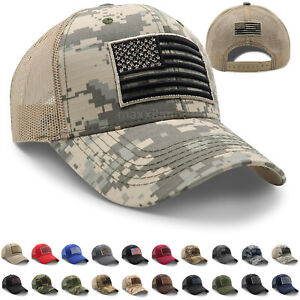 Mens Cotton Baseball Cap USA Army American Flag Tactical Trucker Hats Mesh Hat
