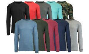 Men's Long Sleeve Waffle Thermal Shirt Tee -Crew Neck Layering Color & Size NEW