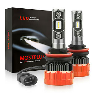 MOSTPLUS 8000LM 80W H11 H9 H8 LED Headlight Bulbs Pair w/ 1860 Chip 6000K White