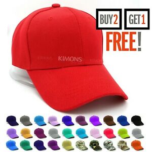 Plain Baseball Cap Solid Color Blank Army Hat Ball Men Women Hook-N-Loop VC wool