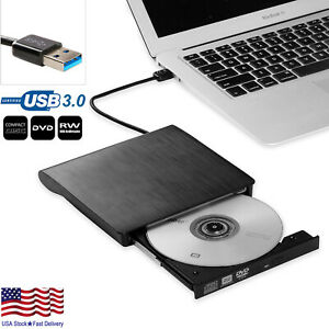 Slim External USB 3.0 DVD RW CD Writer Drive Burner Reader Player For Laptop PC