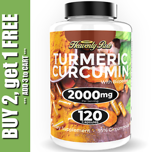 Turmeric Curcumin 2000 mg High Absorption Extra Strength Vegan Capsules 120 Ct