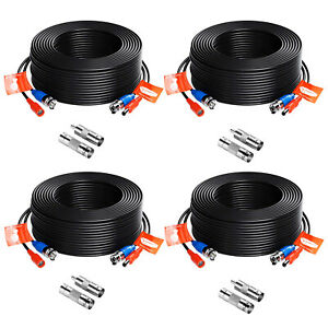 ZOSI 4pcs 100ft Video Power Cable BNC RCA Cord Wire for Security Camera System