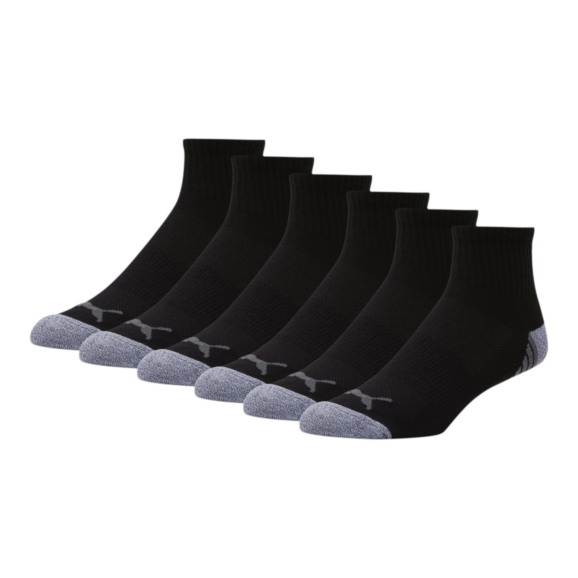 PUMA Men's Quarter Crew Wordmark Socks [6 Pack] Black Size 10-13
