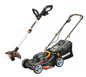 WORX WG911 2X20V 17" Lawn Mower Powershare with 12" Cordless GT Trimmer & Edger