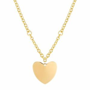 Welry Italian-Made Polished Curved Heart Pendant in 18K Gold-Plated Bronze, 18"