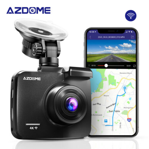 AZDOME 4K Ultra HD 2160P 4K Car Dash Cam Built-In WiFi & GPS, Night Vision