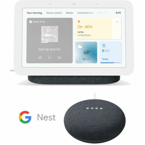 Google Nest Hub Smart Display, Charcoal (2nd Gen) with Mini Speaker Bundle