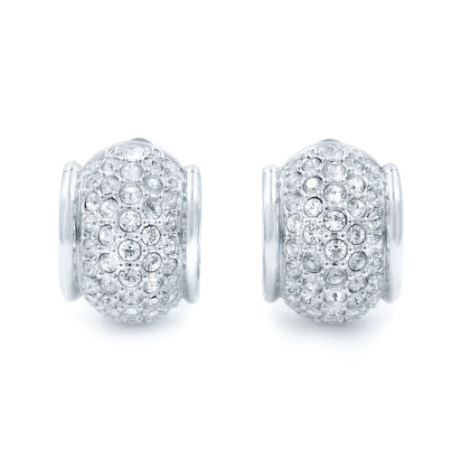 Swarovski Silver Plated Crystal Huggie Clip Earrings