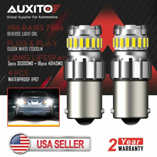 AUXITO 1156 BA15S 7506 P21W LED Brake Reverse Light Bulb Canbus Error Free 6500K