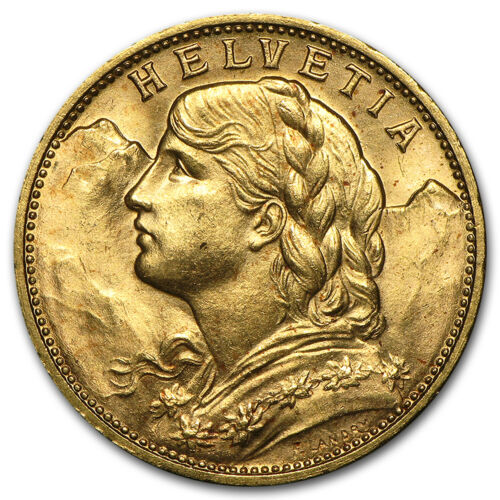 SPECIAL PRICE! 1897-1949 Swiss Gold 20 Francs Helvetia (BU)