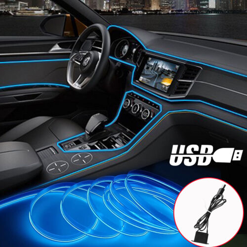 6.6FT Blue Car Interior Decor Wire Strip Light LED Atmosphere Lamp Accessories