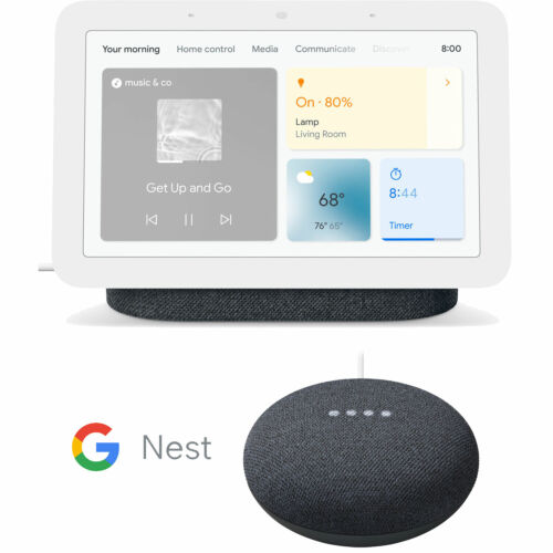 Google Nest Hub Display Gen 2 (Charcoal) + Google Nest Mini 2nd Gen (Charcoal)