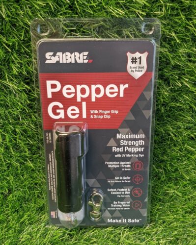 Sabre Self Defense Pepper Spray Gel w/ Snap Clip, UV Marking, Black - F15-BUSG