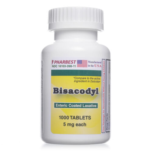 Bisacodyl 5 mg 1000 Count Enteric Coated Tablets