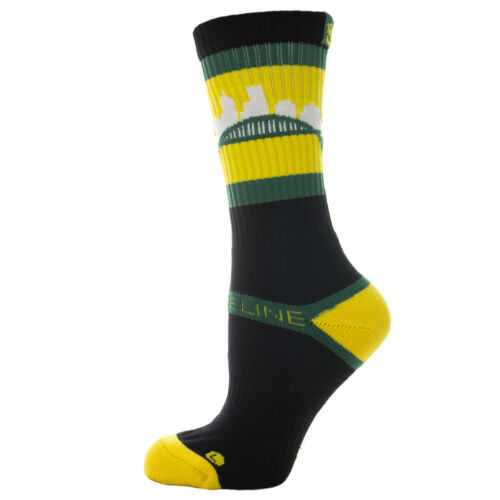 Strideline Athletic Socks Portland Yellow/Green on Black 801011 Strapped Fit Men