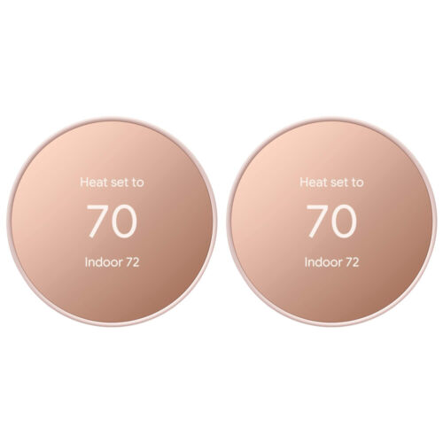 Google Nest Programmable Smart Wi-Fi Thermostat for Home, Sand (2-Pack)