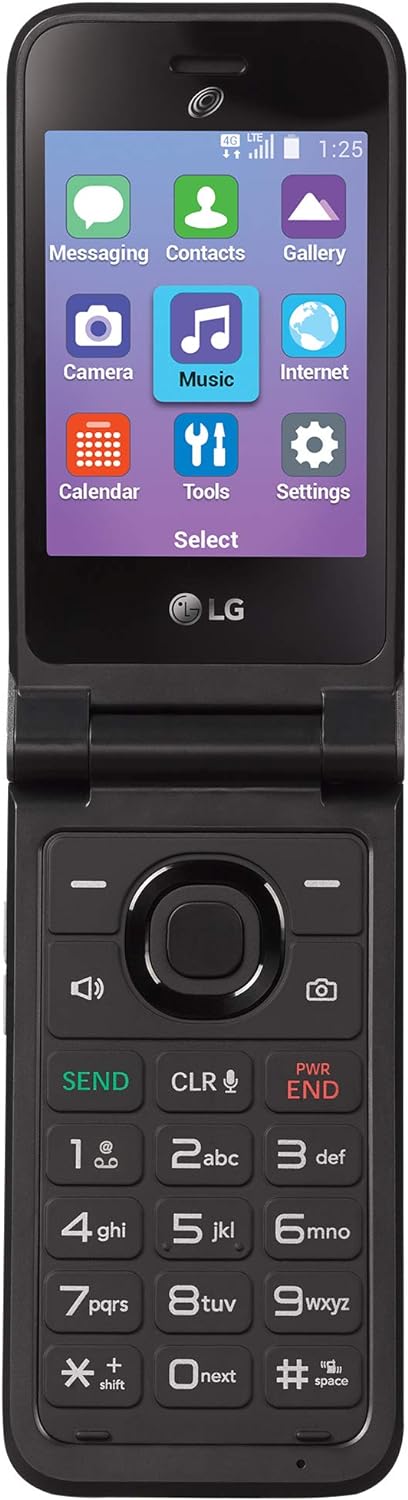 Total Wireless LG Classic Flip 4G LTE prepaid Flip Phone (Locked) - Black - 8GB - Sim Card Included - CDMA (TWLGL125DCP)