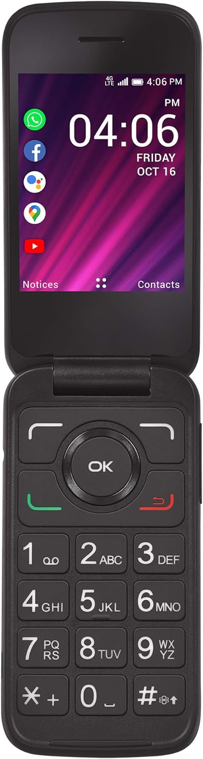 TracFone My Flip 2 4G LTE Prepaid Flip Phone (Locked) - Black - 4GB - Sim Card Included - CDMA (Renewed)