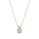 Sale! 1 Ct Round Brilliant Cut Solid 14K Rose Gold Solitaire Pendant 18″ Necklace