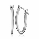 Sale! 14 mm Polished Huggie Hoop Earrings in 10K White Gold