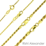 Sale! 14K Gold over 925 Sterling Silver Diamond Cut Rope Chain Necklace All Sizes