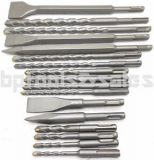 Sale! 17 PC SDS PLUS ROTARY HAMMER BITS DRILL BIT & CHISEL GROOVE CONCRETE