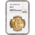 Sale! 1907 US Gold $20 Liberty Head Double Eagle – NGC MS63