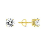 Sale! 2 Ct Round Created Diamond Earrings Studs Real 14K Yellow Gold Basket Screw Back