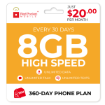 Sale! $20/Mo Red Pocket Prepaid Wireless Phone Plan+Kit: Unlmtd Everything 8GB LTE