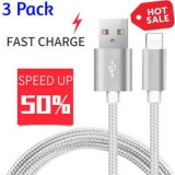 Sale! 3 PACK 10 FT Heavy Duty Braided USB Charger Cable Cord For iPhone 11 XS X 8 7 6