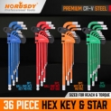 Sale! 36pc Hex Key Allen Wrench Set Ball End SAE Metric Star Long Arm Industrial Grade