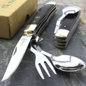 Sale! 7.25″ ELK RIDGE WOOD HOBO FOLDING KNIFE w/ FORK & SPOON Utensil Tool Camping