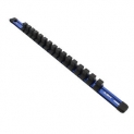 Sale! ABN Blue Aluminum SAE 1/2″ Inch Drive Socket Holder Rail & Clips Tool Organizer